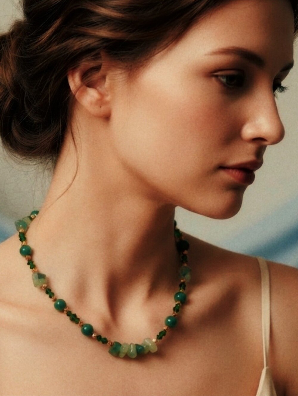 Handcrafted Elegant Green & Jade Beaded Necklace